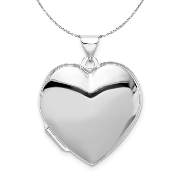 Sterling Silver 21mm Polished Heart Locket Necklace - 16 inch